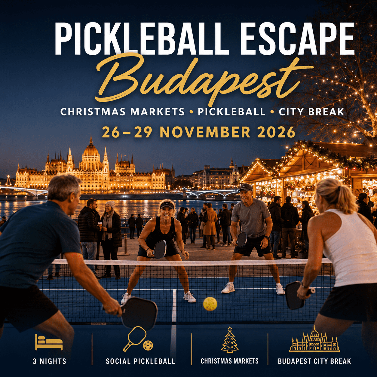 Budapest Christmas market and pickleball escape